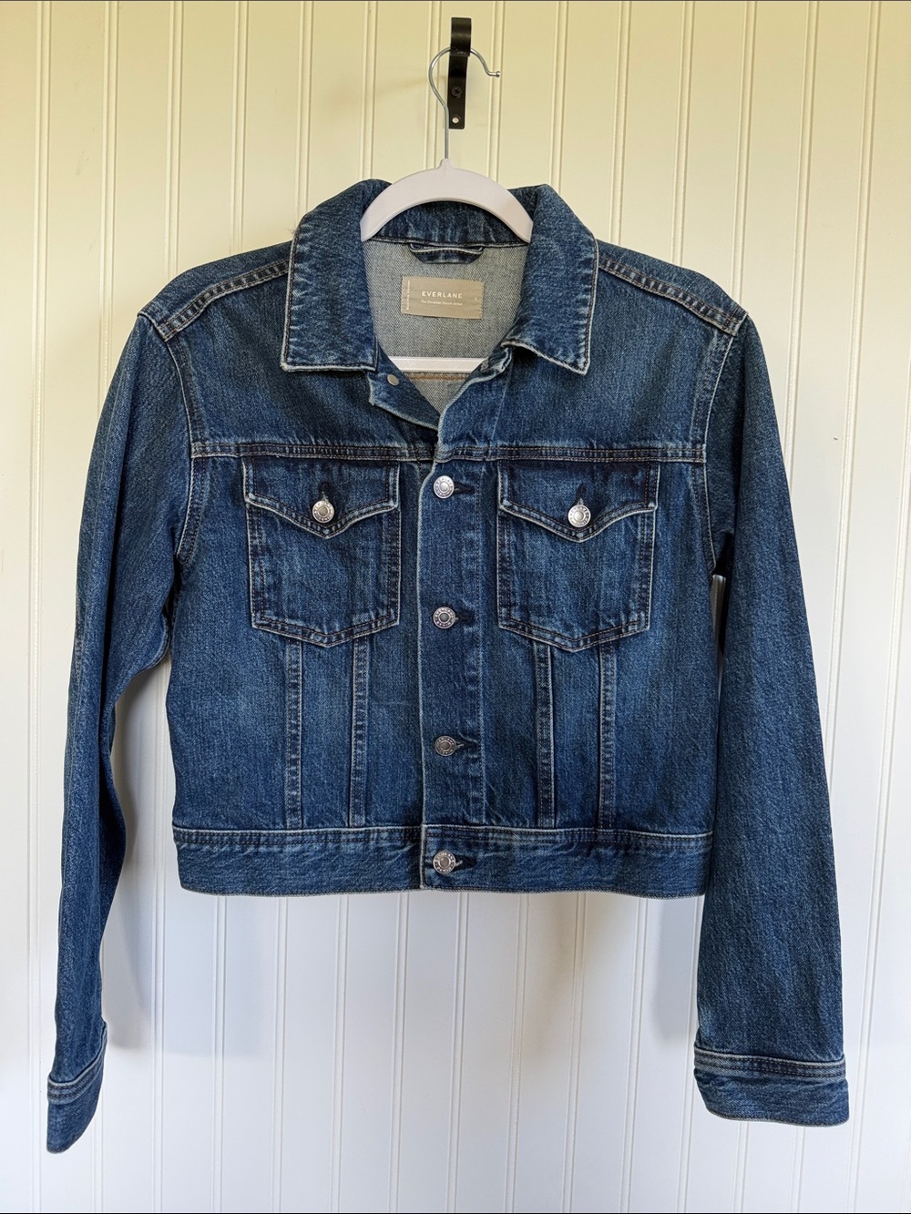 Everlane The Shrunken Denim Jacket / Jean‎ Jacket Womens Size M Preppy Utility